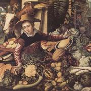 Pieter Aertsen Market Woman with Vegetable Stall (mk14) oil on canvas